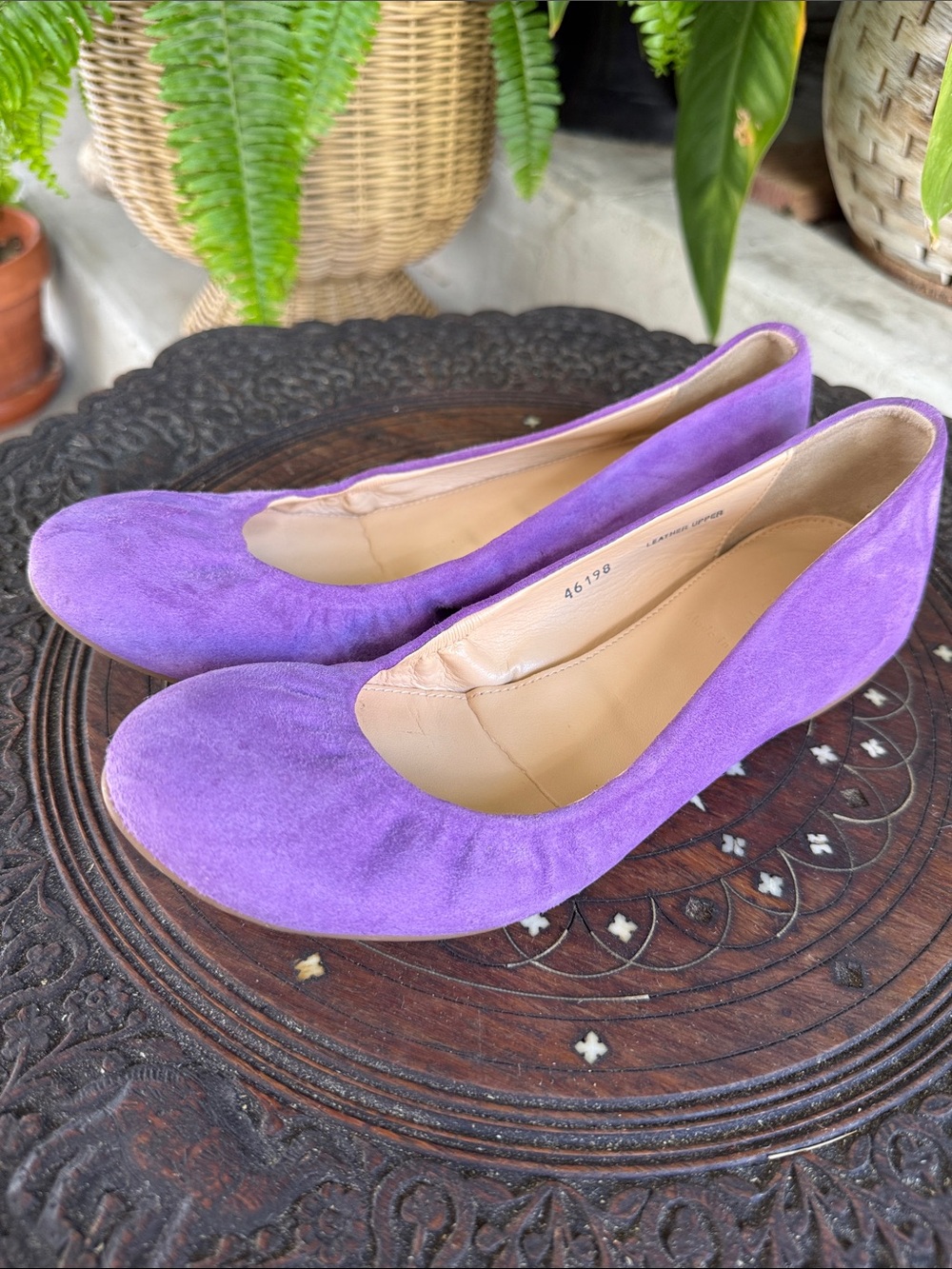 J Crew Sued Ballet Flats Lavender